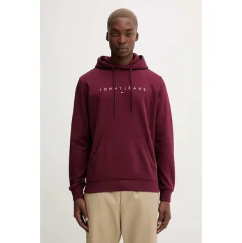 Pánská mikina Mikina Tommy Jeans pánská, béžová barva, s kapucí, s potiskem, DM0DM20746 83X, vel. XL