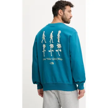 Dámská mikina Bavlněná mikina The North Face Connect Relaxed, M, tyrkysová, 69X