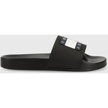Dámské pantofle Pantofle Tommy Jeans FLAG POOL SLD ESS dámské, černá barva, EN0EN02115 99X, EUR 36