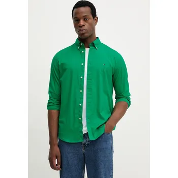 Pánská košile Bavlněná košile Tommy Hilfiger MW0MW37550 zelená 77X, vel. S