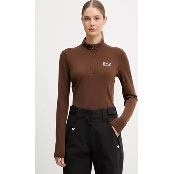Dámská mikina Sportovní mikina EA7 Emporio Armani hnědá barva, s potiskem, AF14634.7W000396 88X, vel. M