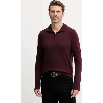 Pánský svetr Bavlněný svetr Tommy Hilfiger černá barva, s pologolfem, MW0MW37331 93X, vel. XXL