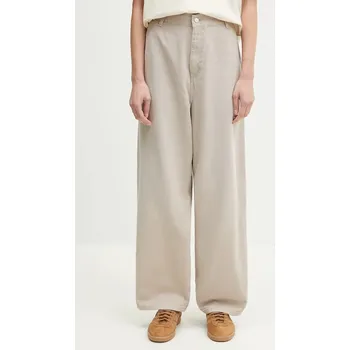 Dámské kalhoty Kalhoty Carhartt WIP Brandon Single Knee Pant dámské, béžová barva, široké, high waist, I034838, L, 80X