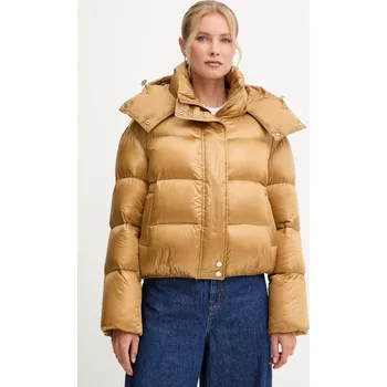Péřová bunda Patrizia Pepe dámská, hnědá barva, 2O0050.A9M0 01A, vel. 34