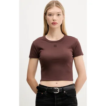 Pánské tričko Tričko HUGO Delanor 50512000 hnědá 89X, vel. XS