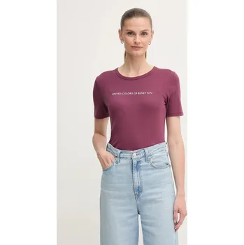 Pánské oblečení Bavlněné tričko United Colors of Benetton 3GA2E16A2 fialová 49X, vel. XS