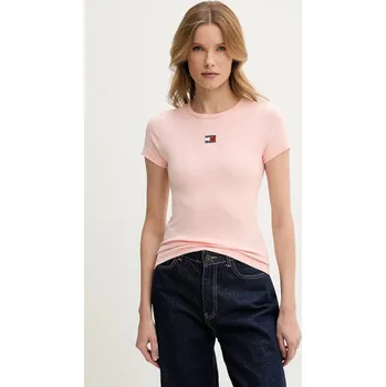 Pánské tričko Tričko Tommy Jeans růžová barva DW0DW17881 03A, vel. XS