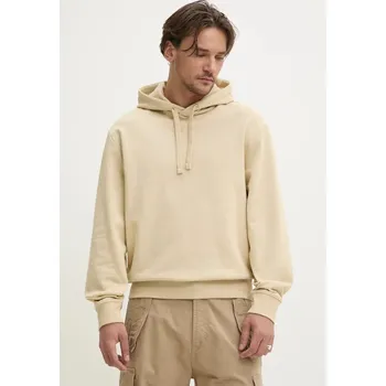 Pánská mikina Bavlněná mikina HUGO Dapo pánská, béžová barva, s kapucí, hladká, 50486478 80X, vel. L