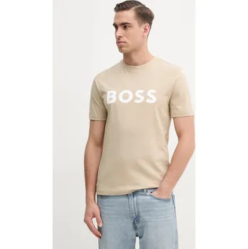 Bavlněné tričko BOSS 50495742 béžová 80X, vel. XL