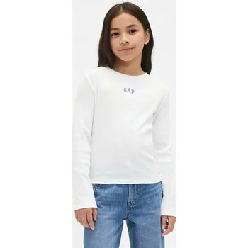 Dívčí tričko GAP Dívčí Dětské žebrované tričko s logem GAP Bílá S (2947657)
