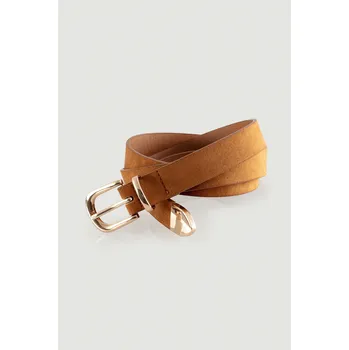 Greenpoint semišový pásek se zlatou přezkou hnědý Velikost: 40