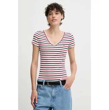 Dámské tričko Tričko Tommy Jeans dámské, žlutá barva, DW0DW17385 00F, vel. L