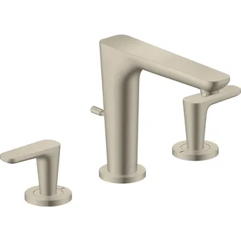 Vodovodní baterie Axor Citterio C - Tříotvorová umyvadlová baterie 125 s odtokovou soupravou, kartáčovaný nikl 49060820