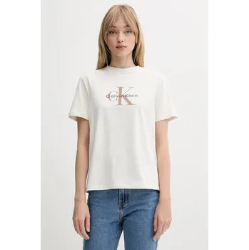 Pánské tričko Bavlněné tričko Calvin Klein Jeans LV047B865G béžová 01X, vel. S