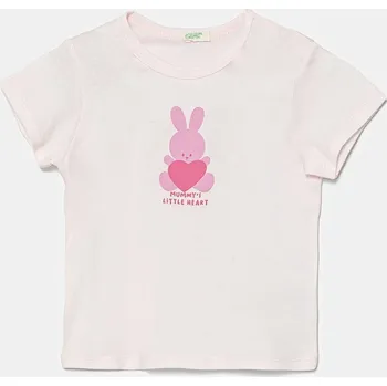 Dětské bavlněné tričko United Colors of Benetton růžová barva, 3I1XA1067 3I1XA1067.W.Seasonal 03X, vel. 82