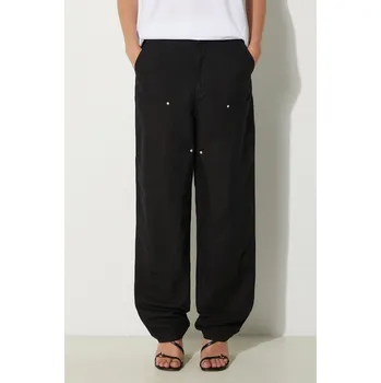 Pánské kalhoty Kalhoty s příměsí lnu Carhartt WIP Ethel Double Knee Pant černá barva, high waist, I033573.8902, 26, 99X