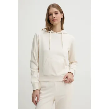 Dámská mikina Mikina Guess SOFIA dámská, béžová barva, s kapucí, hladká, O5RQ02 KCO31 O5RQ02.KCO31 80X, vel. S