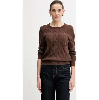 Dámský svetr Vlněný svetr Tommy Hilfiger dámský, hnědá barva, WW0WW43586 89X, vel. L