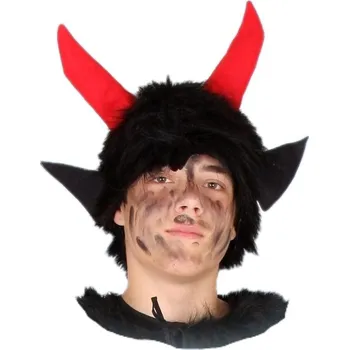 Karnevalový doplněk Lipta - Chlupatá čepice Čert s rohy