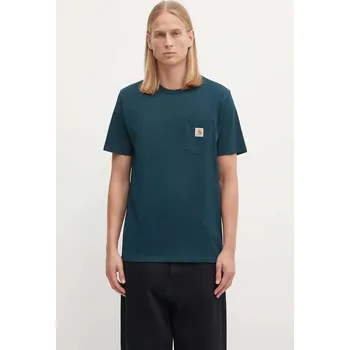 Pánské tričko Bavlněné tričko Carhartt WIP S/S Pocket T-Shirt pánské, zelená barva, I030434.0AUXX, M, 67X