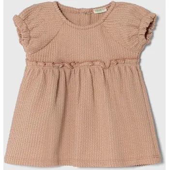 Dámské šaty Kojenecké šaty United Colors of Benetton béžová barva, mini, áčková 3LC4AV00A.W.Seasonal 08X, vel. 62