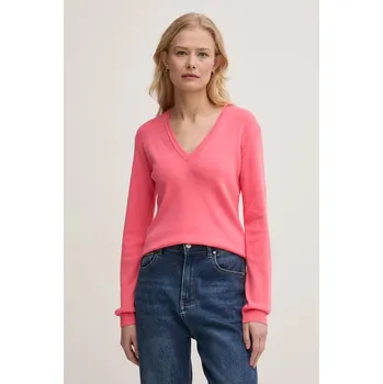 Dámský svetr Bavlněný svetr United Colors of Benetton růžová barva, lehký, 1091D4625 38X, vel. S