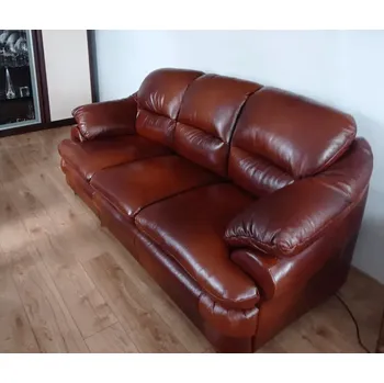 Sedací souprava Askont Jupiter: Celokožení sedací souprava hnědovínová