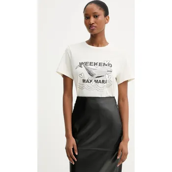 Bavlněné tričko Weekend Max Mara GUGLIA 2525976031600 béžová 01X, vel. M