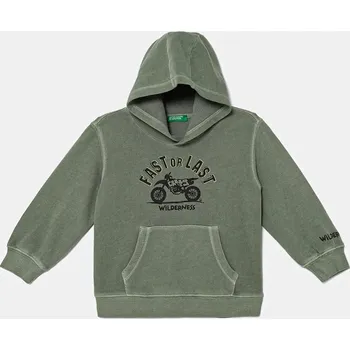 Chlapecká mikina Dětská bavlněná mikina United Colors of Benetton 3WITG2015.P.seasonal zelená 97X, vel. 116