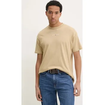 Bavlněné tričko Tommy Jeans DM0DM21110 béžová 80X, vel. M