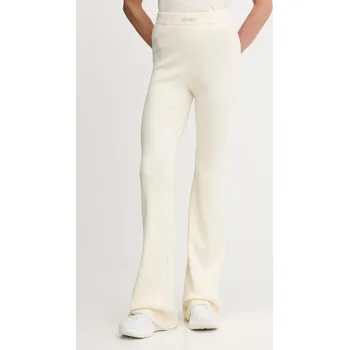 Dámské kalhoty Kalhoty s příměsí vlny Guess FLAMINIA dámské, béžová barva, zvony, high waist, V5BB08 Z3JD2 V5BB08.Z3JD2 02X, vel. M