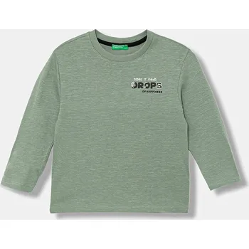Oblečení a móda Dětské bavlněné tričko s dlouhým rukávem United Colors of Benetton 3TAMG10KM.P.seasonal zelená 97X, vel. 110