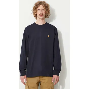 Pánské tričko Bavlněné tričko s dlouhým rukávem Carhartt WIP L/S Chase T-shirt, XL, námořnická modř, 59X