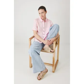 Dámská košile Lněná košile Medicine dámská, růžová barva, regular, s klasickým límcem RS24.KKD902 03X, vel. XL