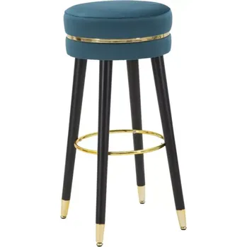 Barová židle Sametová barová židle Paris tyrkysová/zlatá