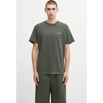 Pánské tričko Bavlněné tričko Carhartt WIP S/S Script Embroidery T-Shirt, L, zelená, 78X