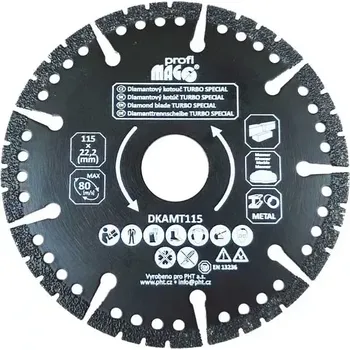 Řezný kotouč Univerzální diamantový kotouč MAGG Profi TURBO SPECIAL - 115x22.23x1.8mm (i na dřevo s hřebíky)