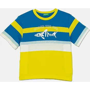 Chlapecké tričko Dětské bavlněné tričko United Colors of Benetton 3V0HG10JE.P.Seasonal modrá 55X, vel. 104