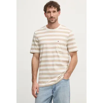 Bavlněné tričko Tommy Hilfiger béžová barva, MW0MW37283 01B, vel. S