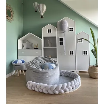 mantinel do postýlky Ochranný mantinel do postýlky - Pletený cop - Šedý (120-400 cm) 120cm