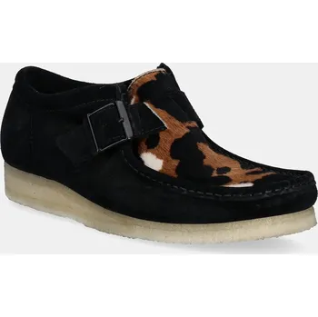 Pánské polobotky Semišové polobotky Clarks Originals WallabeeBuckle, 46, černá, 99X