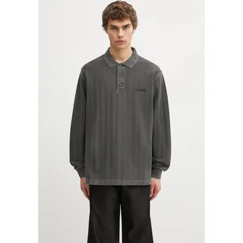 Pánské tričko Bavlněné tričko s dlouhým rukávem Carhartt WIP L/S Morrison Rugby Shirt, L, šedá, 90X