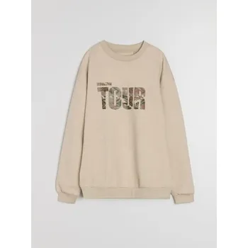 Pánská mikina Sinsay - Mikina s kulatým výstřihem - béžová - 942EU-08X - 942EU-08X-S