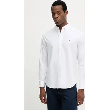 Pánská košile Košile Calvin Klein Jeans pánská, bílá barva, regular, s límečkem button-down, LV140EM125 00X, vel. XS
