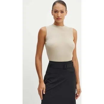 Dámská vesta Vesta BOSS Feskies béžová barva, s pologolfem, 50473237 08X, vel. XL