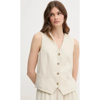 Dámská vesta Lněná vesta United Colors of Benetton 2AGHDJ00G béžová 01X, vel. 32