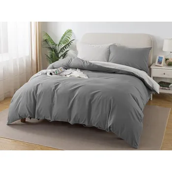 Bytový textil XPOSE® Francouzské bavlněné Renforcé povlečení EVITA DUO - tmavě šedé/světle šedé 200x220 cm, 70x90 cm, Bavlna RENFORCÉ + Prodloužená možnost vrácení zboží do 50 dnů