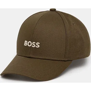 Čepice Bavlněná baseballová čepice BOSS Zed zelená barva, s aplikací, 50495121 79X, vel. ONE SIZE