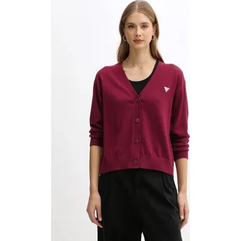 Dámský svetr Kardigan s příměsí vlny Guess Jeans W4BR16.Z3HO2 burgundské 83X, vel. XL