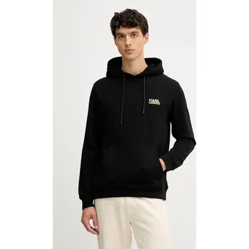Pánská mikina Bavlněná mikina Karl Lagerfeld pánská, černá barva, s kapucí, s potiskem, 554917.705092 99A, vel. L